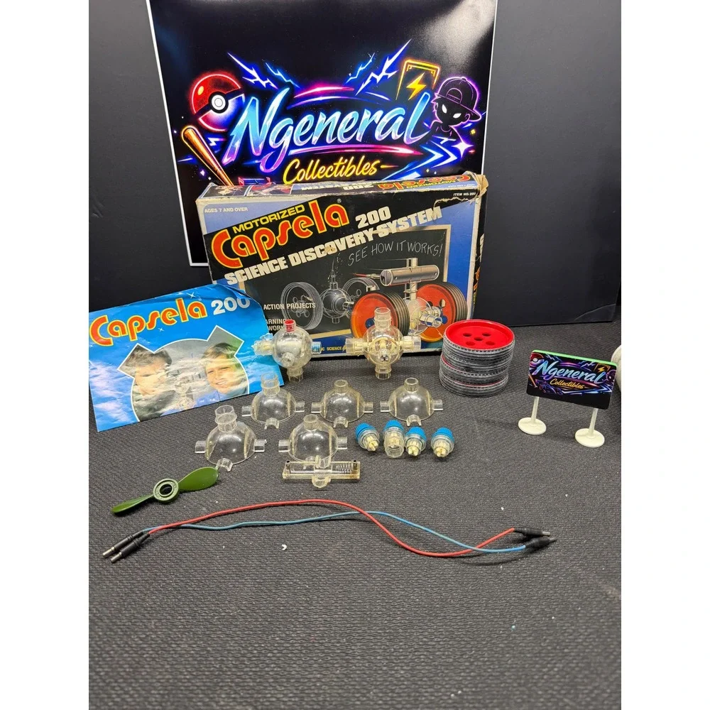 Vintage Motorized Capsela 200 Science Discovery System Incomplete Parts Set Box